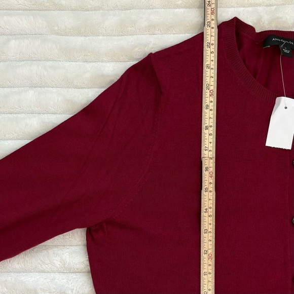 NWT ANN TAYLOR Cardigan Button Down Cotton Blend Maroon Large - Picture 6 of 7